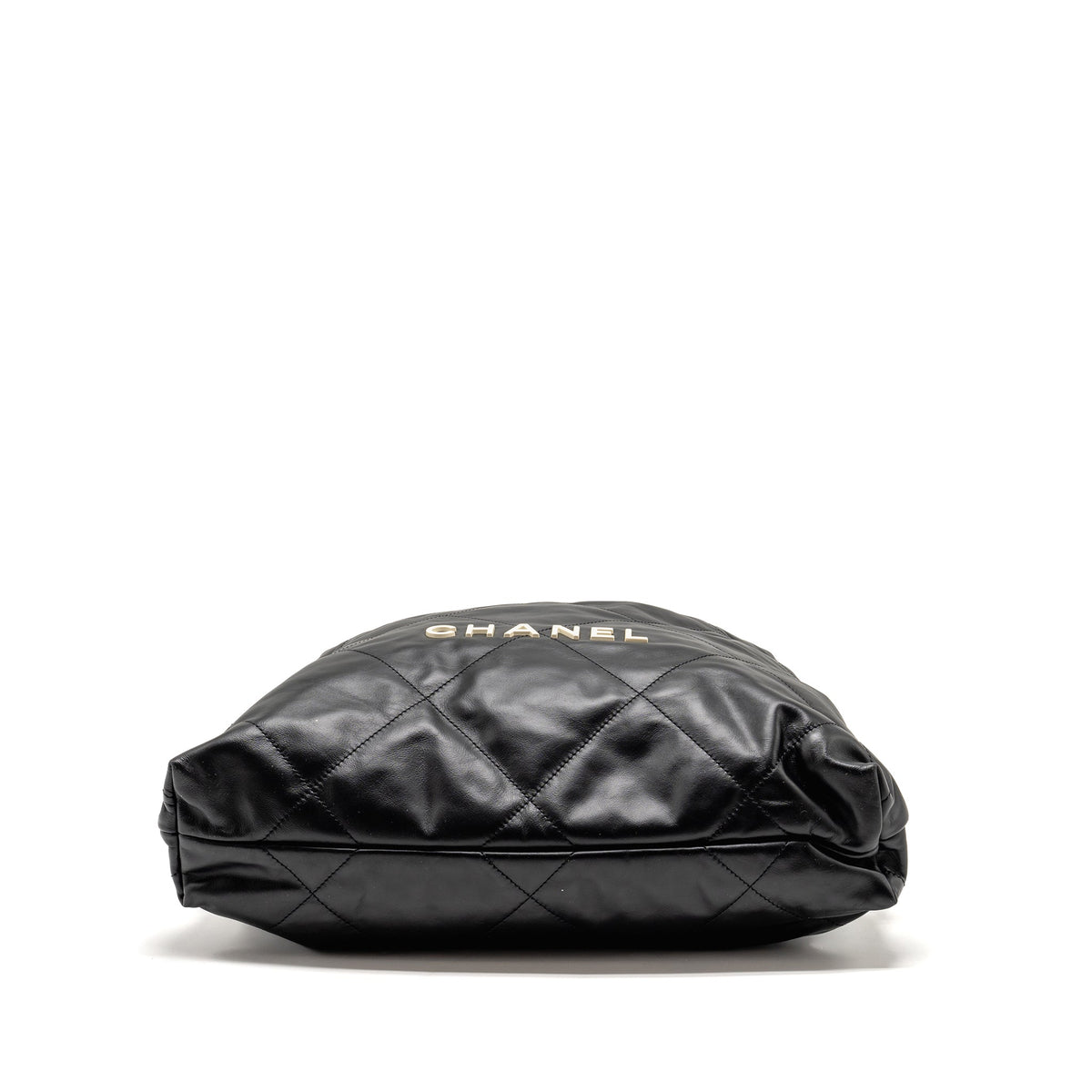 22 BACKPACK WHITE LETTER LOGO SHINY CALFSKIN BLACK GHW (MICROCHIP)
