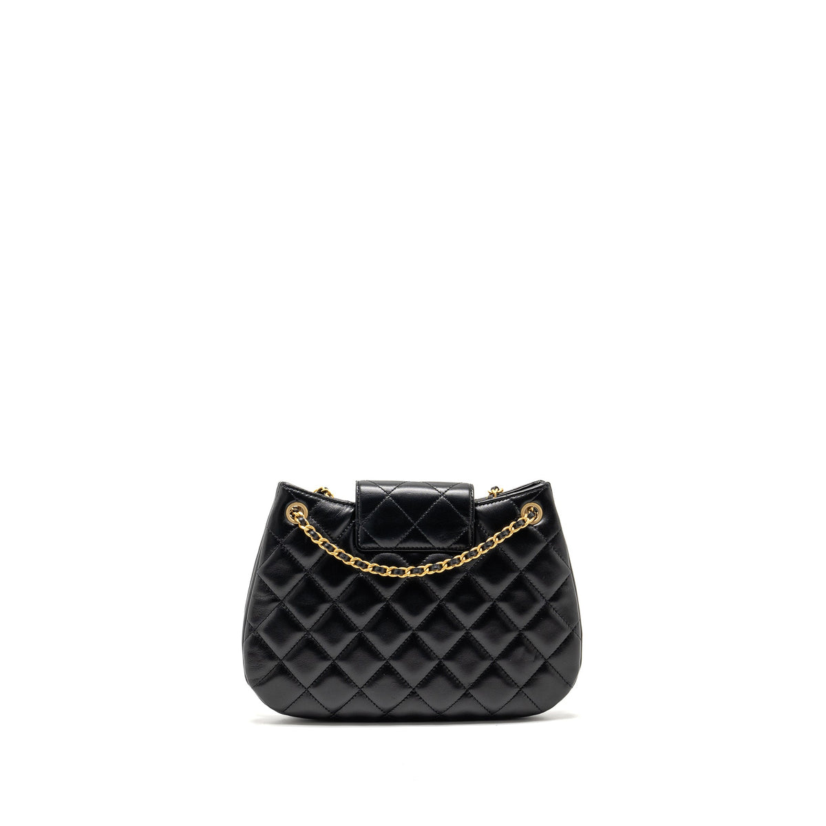 24C QUILTED SMALL MESSENGER BAG BLACK LAMBSKIN GHW (MICROCHIP)