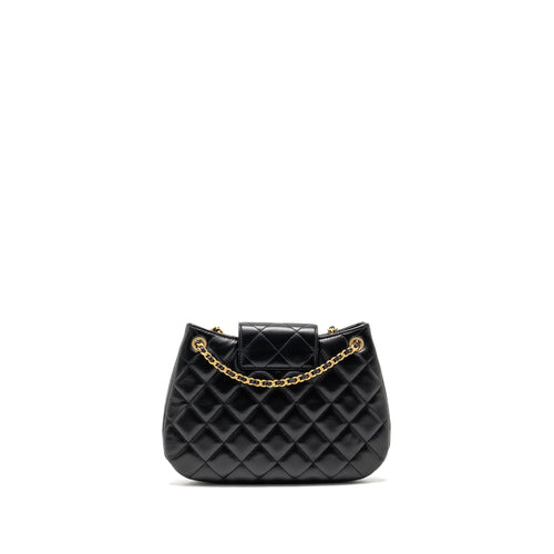 24C QUILTED SMALL MESSENGER BAG BLACK LAMBSKIN GHW (MICROCHIP)